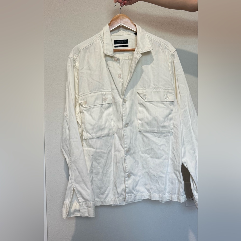 AllSaints Men's Cream Shirt Jacket